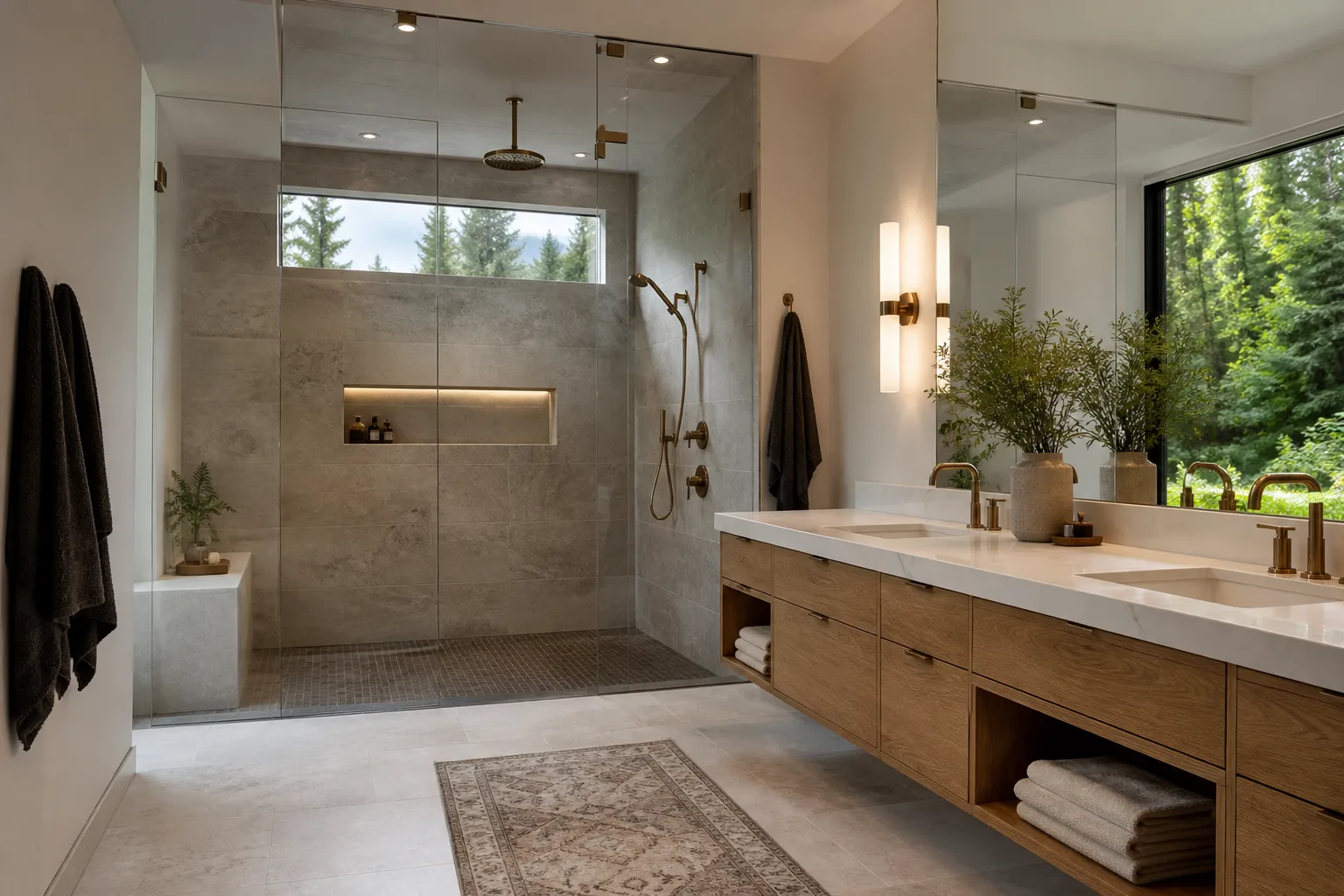 Bathroom Remodeling Cost Guide featured image. Finished premium bathroom remodel with modern tile and glass shower
