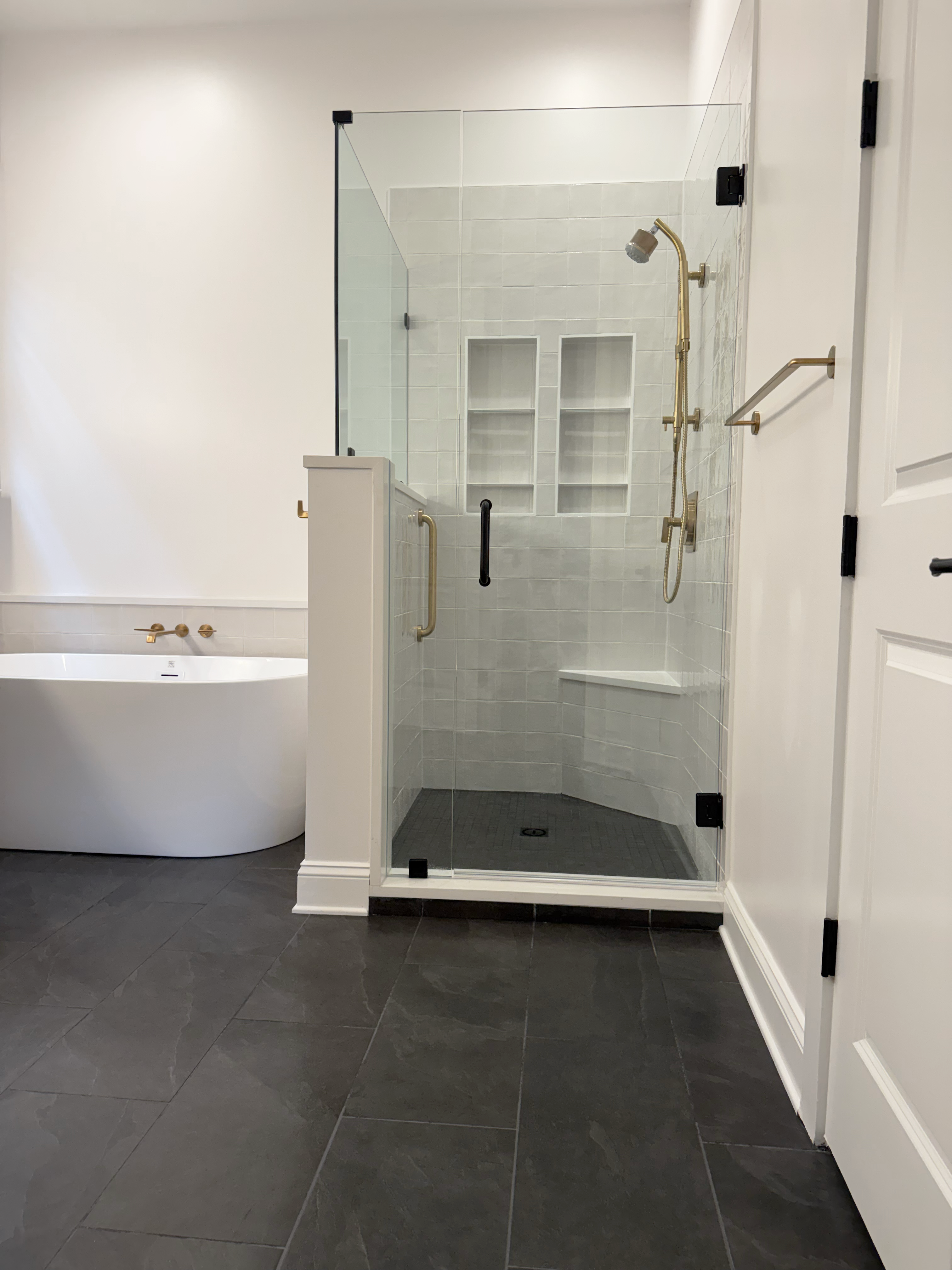 Small Bathroom Remodeling Ideas inspiration. Luxury bathroom remodel with warm modern finishes
